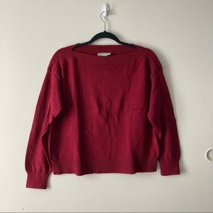Everlane Boatneck Crop Cotton Sweater Cranberry Size medium